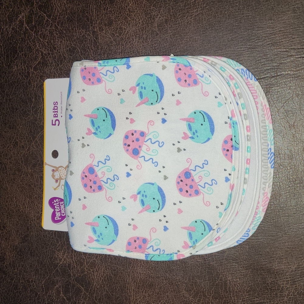 NWT 5 Bibs Parent Choice
